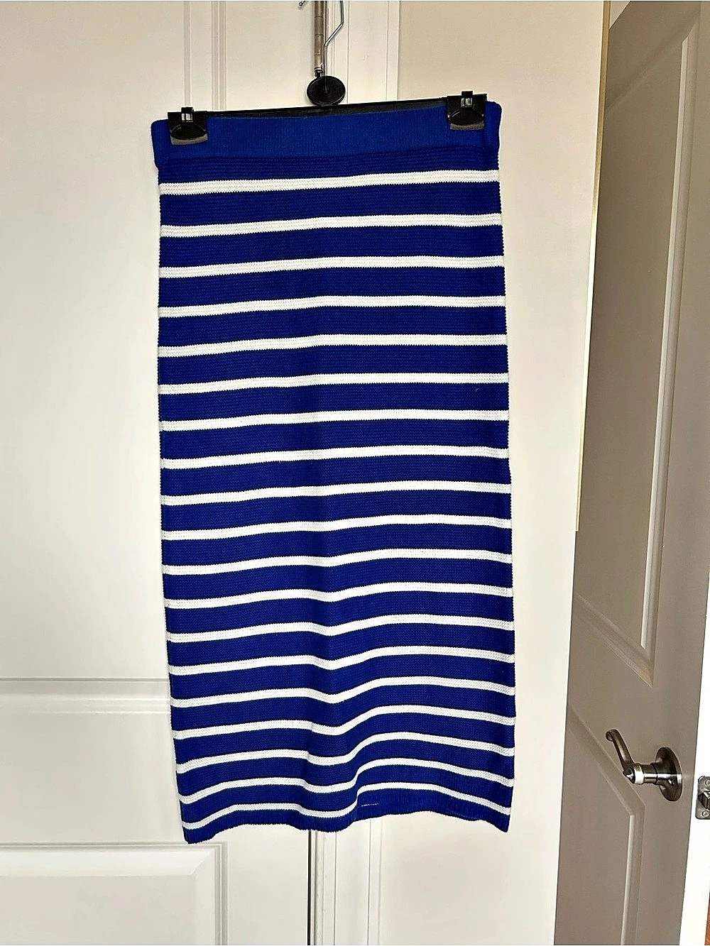 Mango Striped Midi Skirt in Blue & White Size Medium